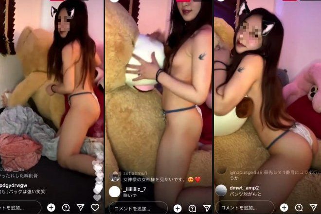 インスタライブで大きい熊のぬいぐるみでセックス始めちゃう女性さん。ほぼ毎日こうゆう事に使ってるらしい