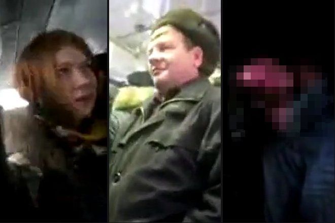 ロシアのちんこ露出おじさん、バスの中で美女に逆痴漢されてしまうwww..AVみたいなガチ動画